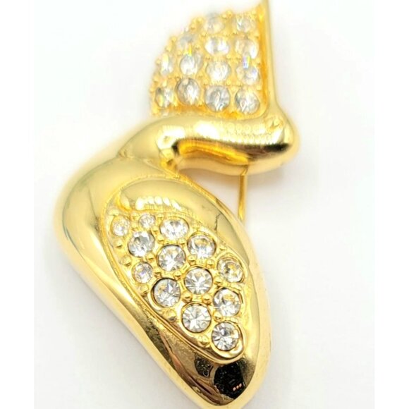 Swarovski Goldtone Clear Crystal Pelican Brooch Signed - Picture 3 of 7